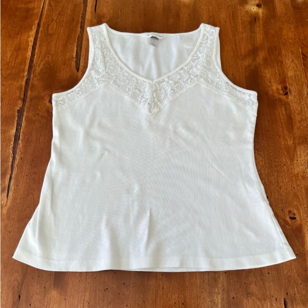 Christopher‎ and Banks Ivory Lace Trimmed Tank Top